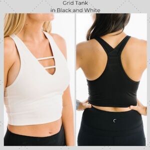 ZYIA Active Grid Tank in black and white
